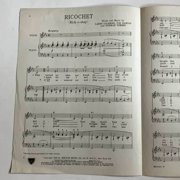 1950s  Vintage Sheet Music Muskrat Ramble Pat Boone Dean Martin The Four Lads - Picture 16 of 16